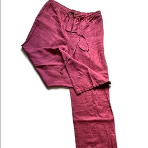 Marks & Spencer Drawstring, Wide Leg Pants, 100% Linen, Machine Wash, Size 14R